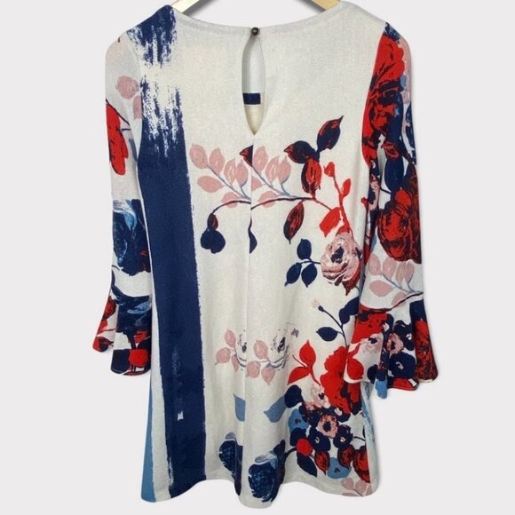 Anthropologie Maeve Floral Knit Bell Sleeve Bohemian Dress XS Anthousai Hippie - Picture 5 of 15